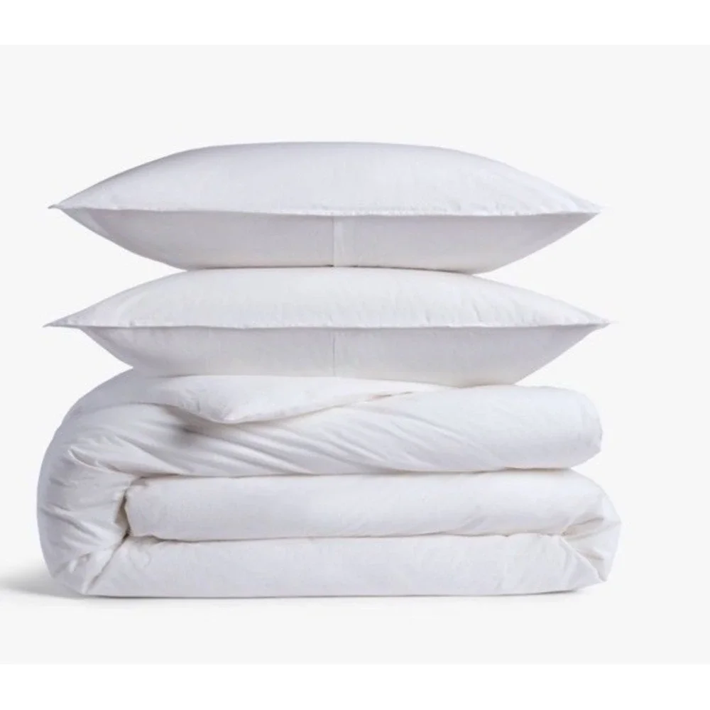 Casual Organic Cotton Full Queen  Duvet Cover & Sham Set - Parachute WHITE